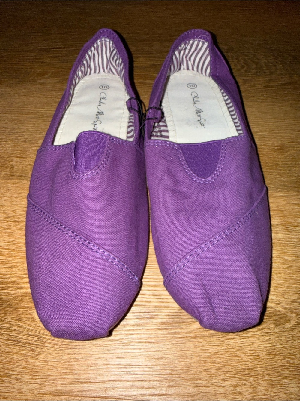 NEW Purple Canvas Slip-On Flats-Charles Albert Sport Tom Style Women’s 10